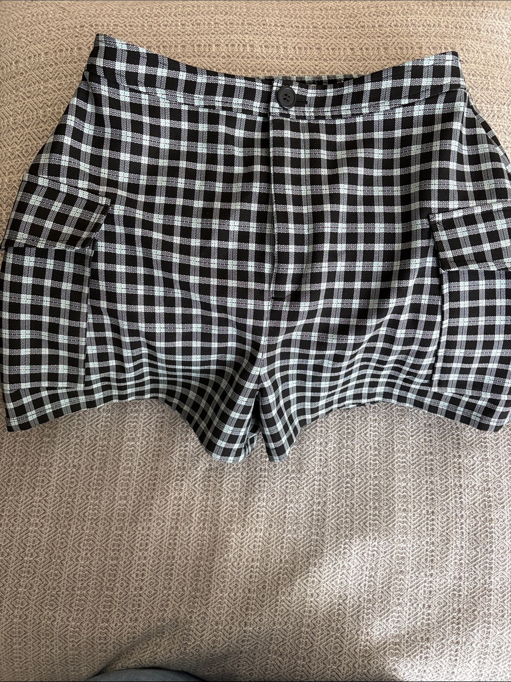 bp Black and Light Blue Plaid Shorts